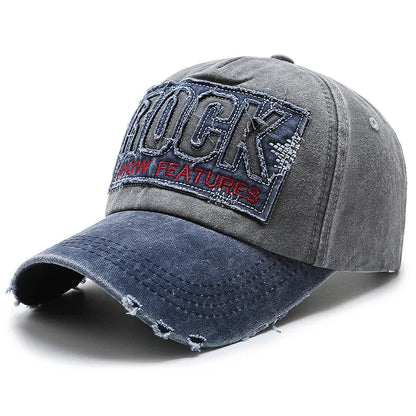 Korean Washed Letter Denim Baseball Cap Distressed Adjustable Unisex Sun Hat